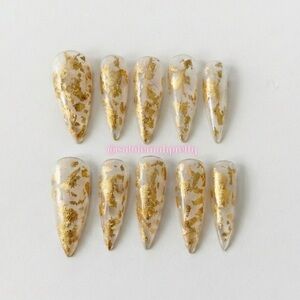 18k | Gold flake | press on nails | Handmade